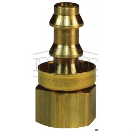 Dixon Hose Barb Fitting with Brass Cap, Female SAE Inverted Flare Rigid x Push-On Hose Barb End Style 2920608CBC
